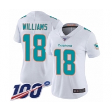 Women's Miami Dolphins #18 Preston Williams White Vapor Untouchable Limited Player 100th Season Football Jersey