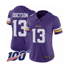 Women's Minnesota Vikings #13 Josh Doctson Purple Team Color Vapor Untouchable Limited Player 100th Season Football Jersey