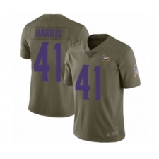 Men's Minnesota Vikings #41 Anthony Harris Limited Olive 2017 Salute to Service Football Jersey