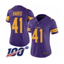 Women's Minnesota Vikings #41 Anthony Harris Limited Purple Rush Vapor Untouchable 100th Season Football Jersey