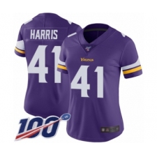 Women's Minnesota Vikings #41 Anthony Harris Purple Team Color Vapor Untouchable Limited Player 100th Season Football Jersey