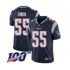Men's New England Patriots #55 John Simon Navy Blue Team Color Vapor Untouchable Limited Player 100th Season Football Jersey