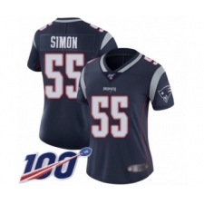 Women's New England Patriots #55 John Simon Navy Blue Team Color Vapor Untouchable Limited Player 100th Season Football Jersey
