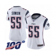 Women's New England Patriots #55 John Simon White Vapor Untouchable Limited Player 100th Season Football Jersey