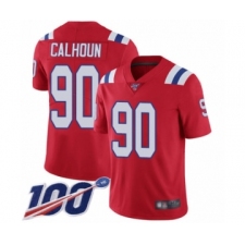 Men's New England Patriots #90 Shilique Calhoun Red Alternate Vapor Untouchable Limited Player 100th Season Football Jersey