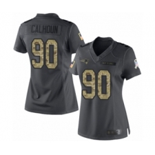 Women's New England Patriots #90 Shilique Calhoun Limited Black 2016 Salute to Service Football Jersey