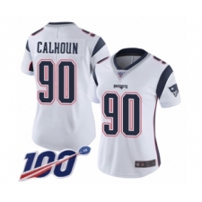 Women's New England Patriots #90 Shilique Calhoun White Vapor Untouchable Limited Player 100th Season Football Jersey