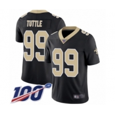 Men's New Orleans Saints #99 Shy Tuttle Black Team Color Vapor Untouchable Limited Player 100th Season Football Jersey