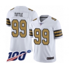 Men's New Orleans Saints #99 Shy Tuttle Limited White Rush Vapor Untouchable 100th Season Football Jersey