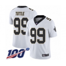 Men's New Orleans Saints #99 Shy Tuttle White Vapor Untouchable Limited Player 100th Season Football Jersey