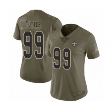 Women's New Orleans Saints #99 Shy Tuttle Limited Olive 2017 Salute to Service Football Jersey