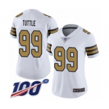 Women's New Orleans Saints #99 Shy Tuttle Limited White Rush Vapor Untouchable 100th Season Football Jersey