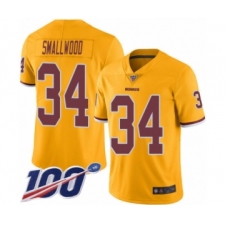 Men's Washington Redskins #34 Wendell Smallwood Limited Gold Rush Vapor Untouchable 100th Season Football Jersey