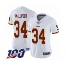 Women's Washington Redskins #34 Wendell Smallwood White Vapor Untouchable Limited Player 100th Season Football Jersey