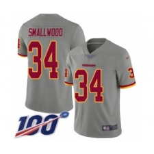 Youth Washington Redskins #34 Wendell Smallwood Limited Gray Inverted Legend 100th Season Football Jersey