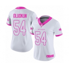 Women's Atlanta Falcons #54 Foye Oluokun Limited White Pink Rush Fashion Football Jersey