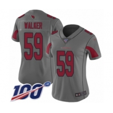 Women's Arizona Cardinals #59 Joe Walker Limited Silver Inverted Legend 100th Season Football Jersey