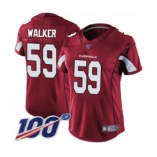 Women's Arizona Cardinals #59 Joe Walker Red Team Color Vapor Untouchable Limited Player 100th Season Football Jersey
