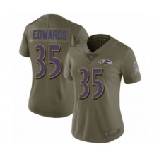 Women's Baltimore Ravens #35 Gus Edwards Limited Olive 2017 Salute to Service Football Jersey