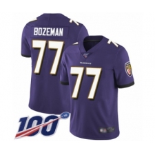 Men's Baltimore Ravens #77 Bradley Bozeman Purple Team Color Vapor Untouchable Limited Player 100th Season Football Jersey