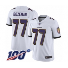 Men's Baltimore Ravens #77 Bradley Bozeman White Vapor Untouchable Limited Player 100th Season Football Jersey