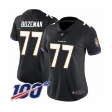 Women's Baltimore Ravens #77 Bradley Bozeman Black Alternate Vapor Untouchable Limited Player 100th Season Football Jersey