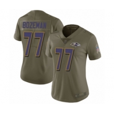 Women's Baltimore Ravens #77 Bradley Bozeman Limited Olive 2017 Salute to Service Football Jersey