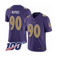 Men's Baltimore Ravens #90 Pernell McPhee Limited Purple Rush Vapor Untouchable 100th Season Football Jersey