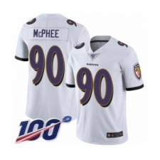 Men's Baltimore Ravens #90 Pernell McPhee White Vapor Untouchable Limited Player 100th Season Football Jersey