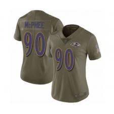 Women's Baltimore Ravens #90 Pernell McPhee Limited Olive 2017 Salute to Service Football Jersey