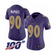 Women's Baltimore Ravens #90 Pernell McPhee Limited Purple Rush Vapor Untouchable 100th Season Football Jersey