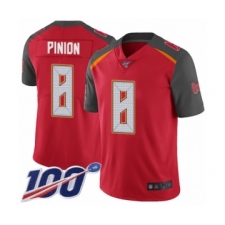 Men's Tampa Bay Buccaneers #8 Bradley Pinion Red Team Color Vapor Untouchable Limited Player 100th Season Football Jersey