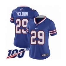 Women's Buffalo Bills #29 T.J. Yeldon Royal Blue Team Color Vapor Untouchable Limited Player 100th Season Football Jersey