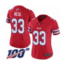 Women's Buffalo Bills #33 Siran Neal Limited Red Rush Vapor Untouchable 100th Season Football Jersey