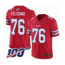 Men's Buffalo Bills #76 Jon Feliciano Limited Red Rush Vapor Untouchable 100th Season Football Jersey