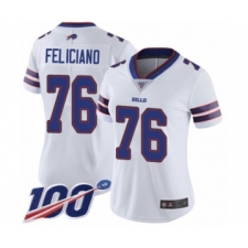 Women's Buffalo Bills #76 Jon Feliciano White Vapor Untouchable Limited Player 100th Season Football Jersey