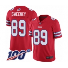 Men's Buffalo Bills #89 Tommy Sweeney Limited Red Rush Vapor Untouchable 100th Season Football Jersey