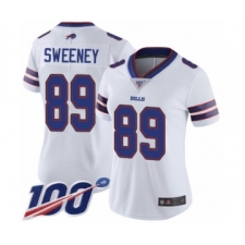 Women's Buffalo Bills #89 Tommy Sweeney White Vapor Untouchable Limited Player 100th Season Football Jersey