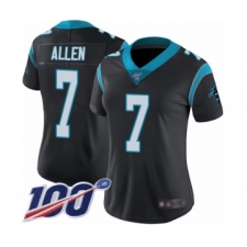 Women's Carolina Panthers #7 Kyle Allen Black Team Color Vapor Untouchable Limited Player 100th Season Football Jersey
