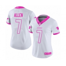 Women's Carolina Panthers #7 Kyle Allen Limited White Pink Rush Fashion Football Jersey