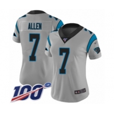 Women's Carolina Panthers #7 Kyle Allen Silver Inverted Legend Limited 100th Season Football Jersey