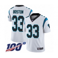 Men's Carolina Panthers #33 Tre Boston White Vapor Untouchable Limited Player 100th Season Football Jersey