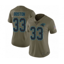 Women's Carolina Panthers #33 Tre Boston Limited Olive 2017 Salute to Service Football Jersey