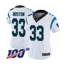 Women's Carolina Panthers #33 Tre Boston White Vapor Untouchable Limited Player 100th Season Football Jersey