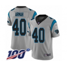 Men's Carolina Panthers #40 Alex Armah Silver Inverted Legend Limited 100th Season Football Jersey
