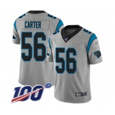 Men's Carolina Panthers #56 Jermaine Carter Silver Inverted Legend Limited 100th Season Football Jersey