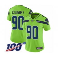 Women's Seattle Seahawks #90 Jadeveon Clowney Limited Green Rush Vapor Untouchable 100th Season Football Jersey