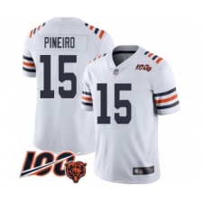 Men's Chicago Bears #15 Eddy Pineiro White 100th Season Limited Football Jersey