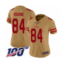 Women's San Francisco 49ers #84 Kendrick Bourne Limited Gold Inverted Legend 100th Season Football Jersey