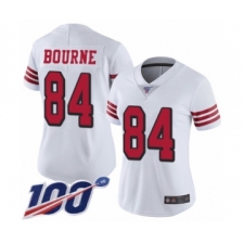 Women's San Francisco 49ers #84 Kendrick Bourne Limited White Rush Vapor Untouchable 100th Season Football Jersey